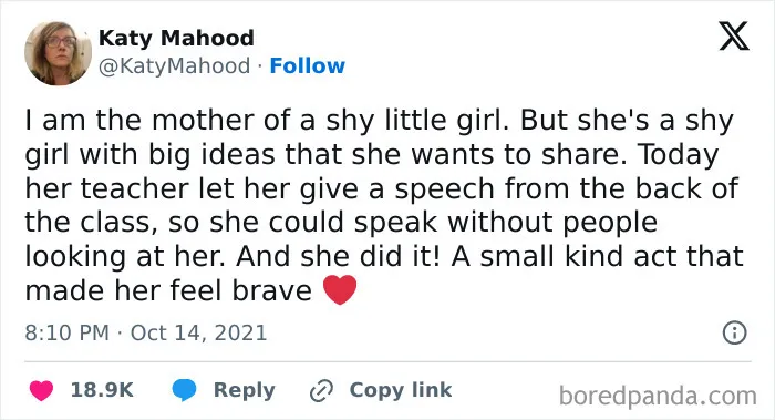 This Is So Important! I Used To Be That Shy Little Girl And These Small Acts Of Kindness And Appreciation Change Everything