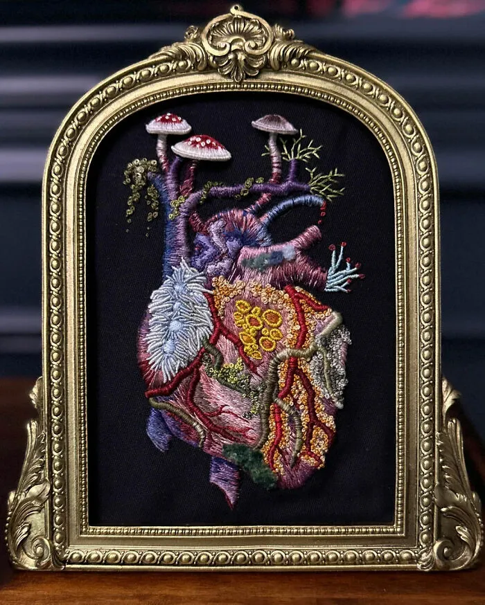Second Attempt At An Embroidered Heart + Vegetation :)
