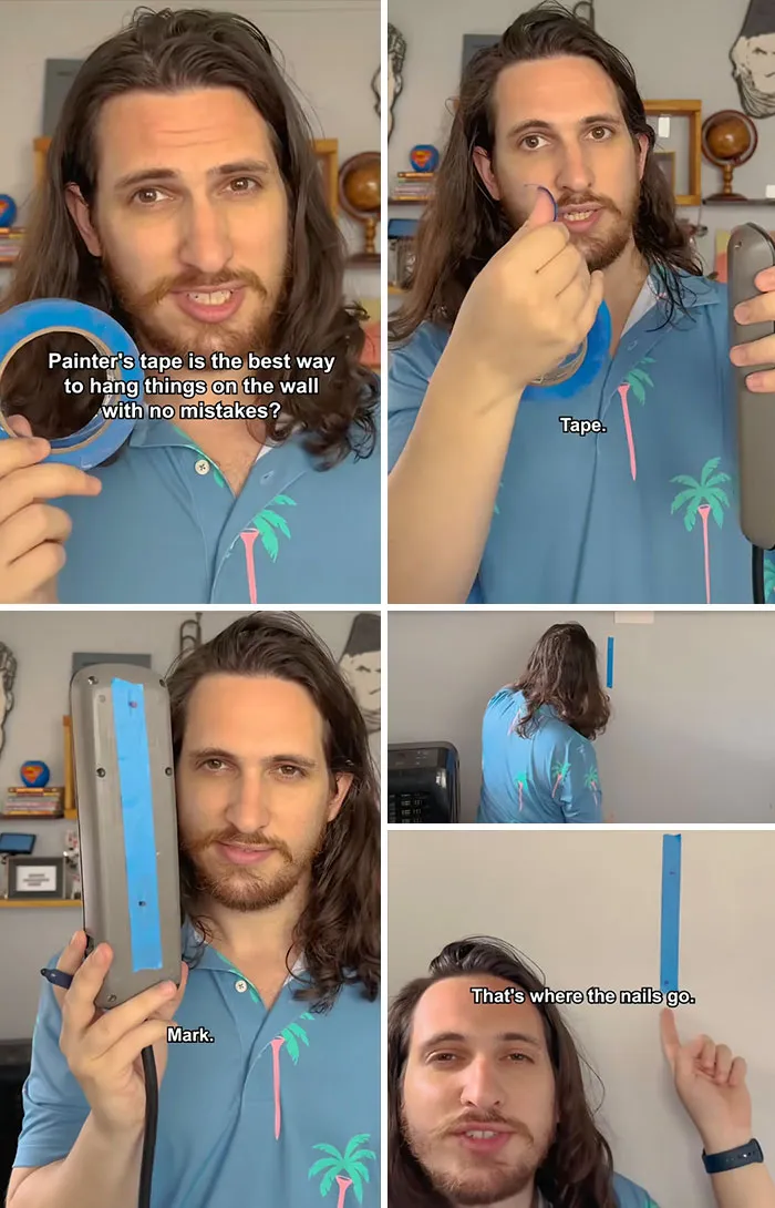 Painter's Tape Is The Best Way To Hang Things On The Wall With No Mistakes