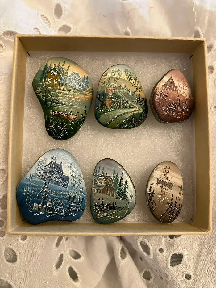 I’ve Been Collecting These Painted Pebble Brooches For Several Years Now