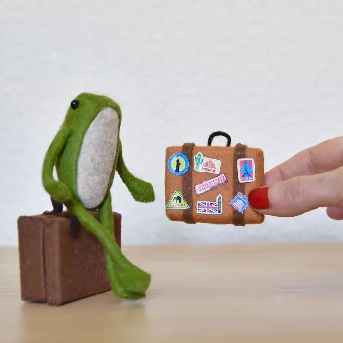 My Handmade Felt Frog Doll And His Extensive Wardrobe Of Wholesome Outfits (37 Pics)