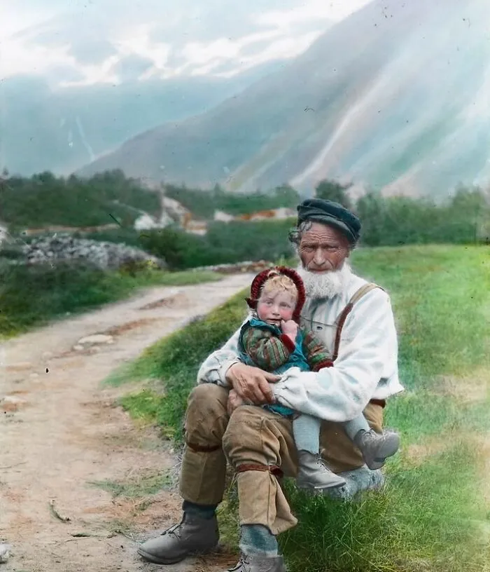 Father And Child In Norway, Unknown Year