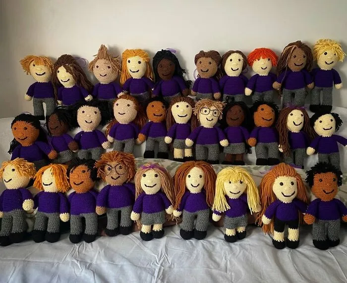 After Months Of Crocheting, My Class Is Complete! I Made Each Child A Keepsake As An End Of Year Gift- A Crochet Version Of Themselves