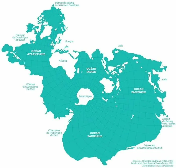 The Spilhaus Projection. In 1942, Athelstan Spilhaus Produced A World Map With A Unique Perspective, Presenting The World's Oceans As One Body Of Water