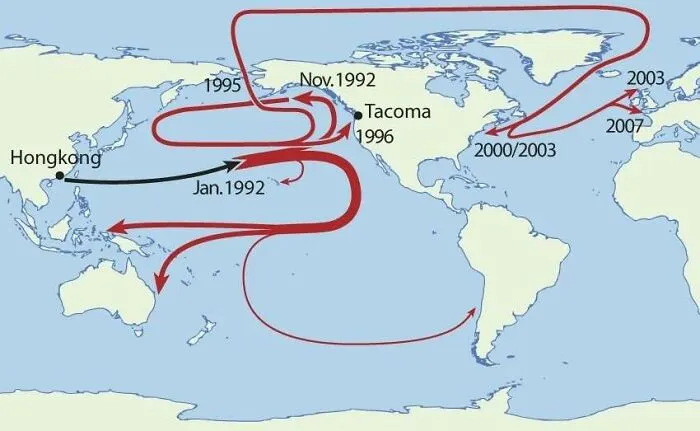 In 1992, Around 29,000 Rubber Ducks Fell Off A Cargo Ship In The Pacific Ocean. This Is Where They Made Landfall