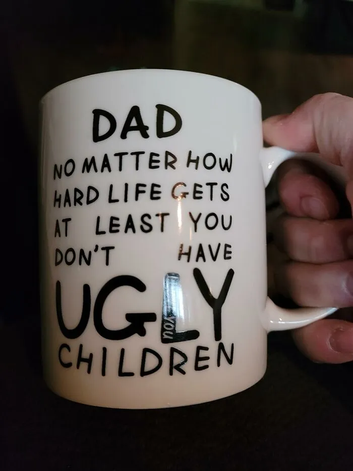 This Father's Day, Dad Gets The Ultimate Pick-Me-Up For Tough Days With <a Style="Display:inline;" Href="Https://Www.amazon.com/Daughter-Valentines-Stocking-Stuffers-Birthday/Dp/B09c8jjfl2?ie=utf8&th=1&linkcode=ll1&tag=bpscorpion-20&linkid=ac906f6b95f389f4acbd41c980e2da20&language=en_us&ref_=as_li_ss_tl" Target="_blank"><span Style="Font: Inherit; Color: #d74b1f;"> This Mug That Hilariously Reminds Him That, Hey, At Least His Children Aren't Ugly</Span>, And That's A Pretty Big Silver Lining