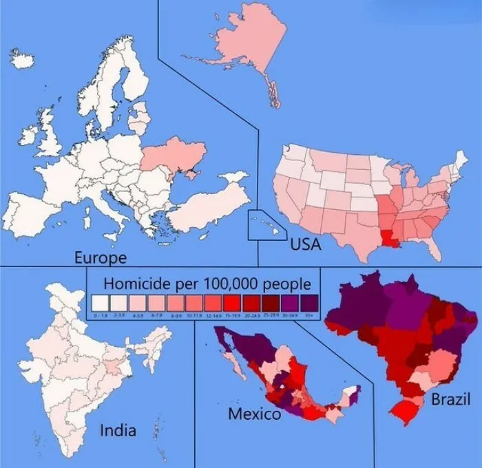 Homicide Rates In Different Regions Of The World