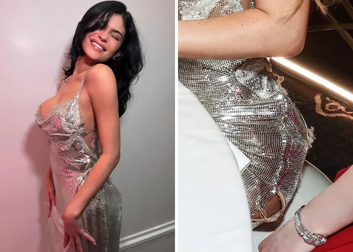 Kylie Jenner showing extra skin at the Golden Globes