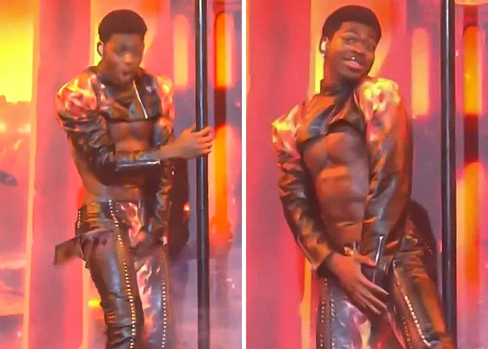Lil Nas X ripping his pants on Saturday Night Live