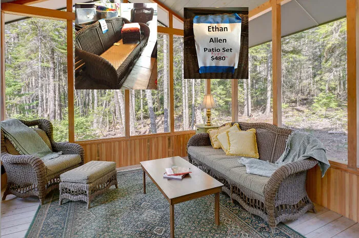 Habitat For Humanity For The Win! I Offered $200, Because I Didn't Have Mr. With Me To Ok The Buy, The Woman Didn't Have The Director With Her To Ok The Reduction, So We Settled For $225. Sofa Originally Sold For $2200, Chair For $1600, Footstool For $800. I Was Shocked, And So Happy! They Live In My Screened-In Porch Very Happily Now
