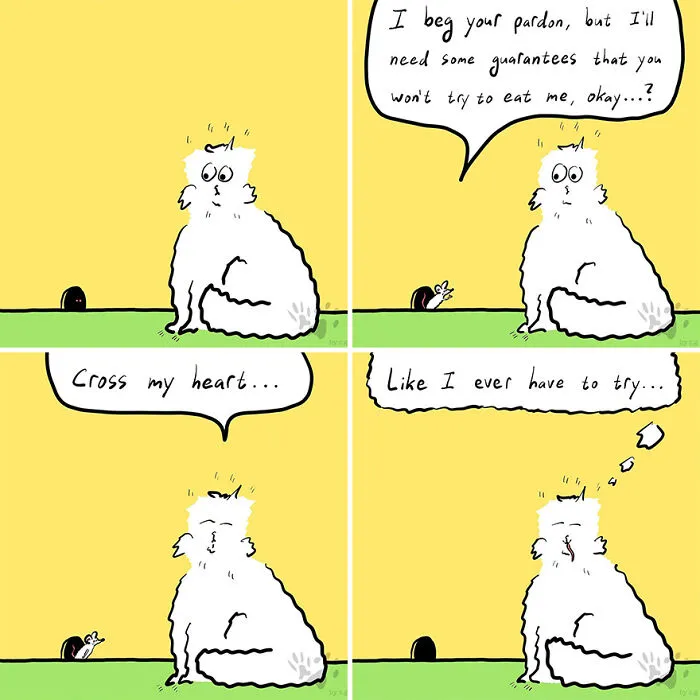 “Gracks And Gribs”: 36 Quirky Comics By This Artist That Show Private Moments Of This Cat And Dog