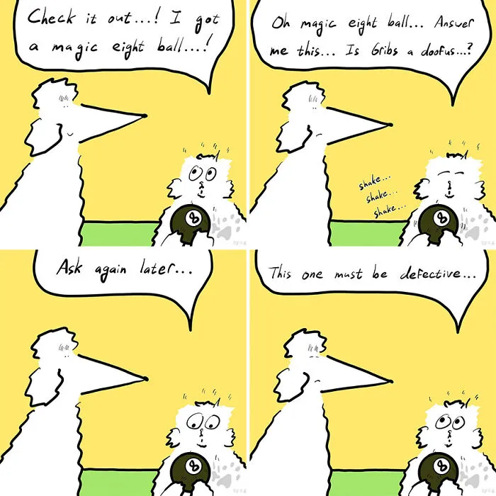 “Gracks And Gribs”: 36 Quirky Comics By This Artist That Show Private Moments Of This Cat And Dog