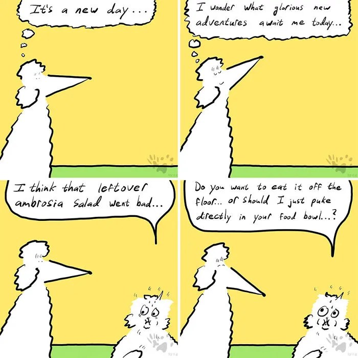 “Gracks And Gribs”: 36 Quirky Comics By This Artist That Show Private Moments Of This Cat And Dog