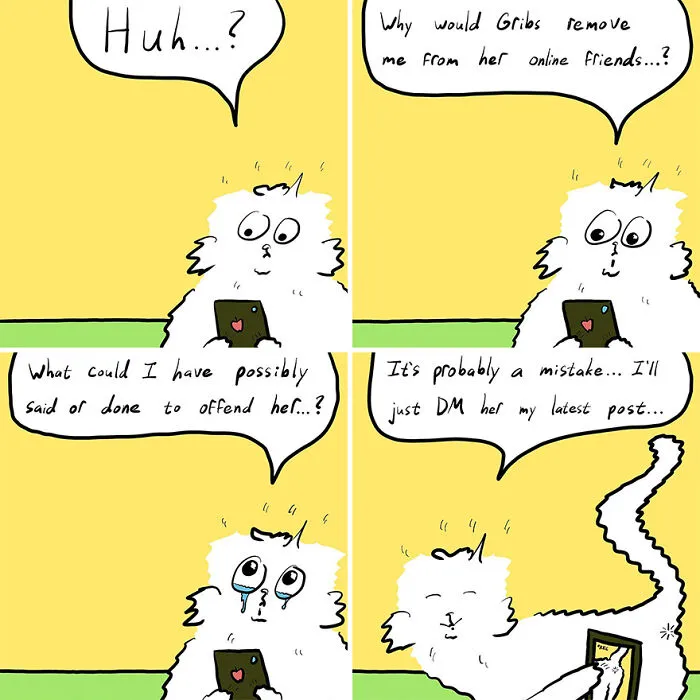 “Gracks And Gribs”: 36 Quirky Comics By This Artist That Show Private Moments Of This Cat And Dog