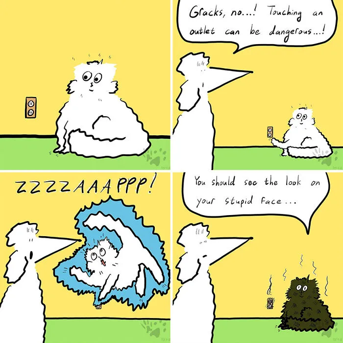 “Gracks And Gribs”: 36 Quirky Comics By This Artist That Show Private Moments Of This Cat And Dog