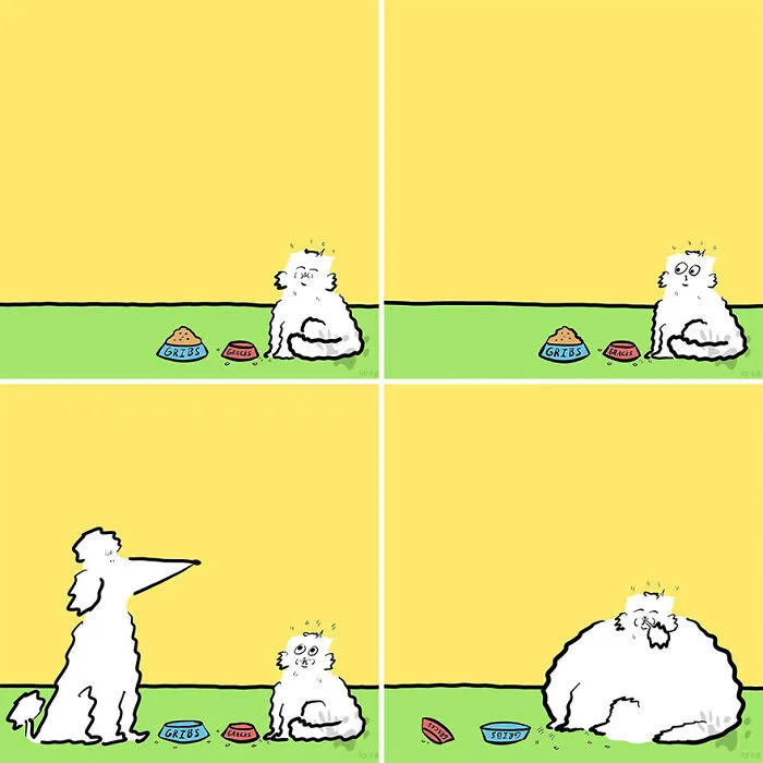 “Gracks And Gribs”: 36 Quirky Comics By This Artist That Show Private Moments Of This Cat And Dog