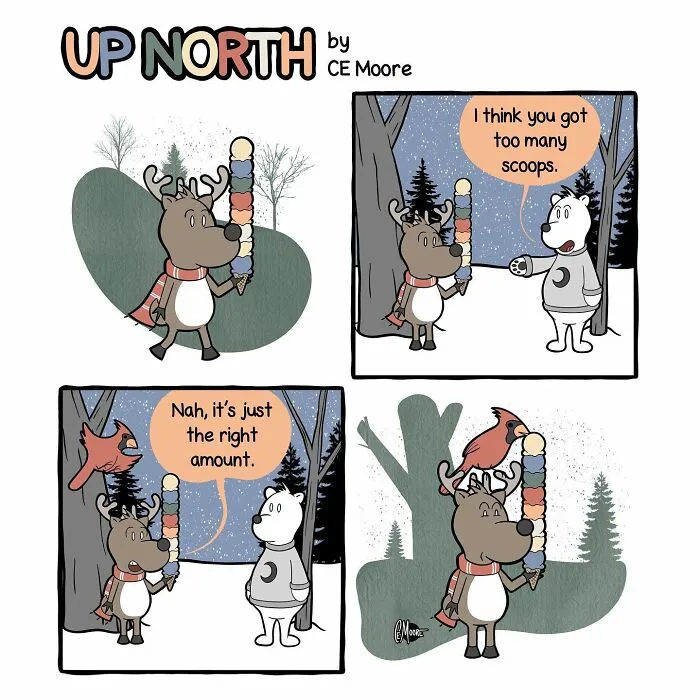 30 Clean And Clever Comics By Bruce That Capture Life In A Snowy Small Town Made By This Artist