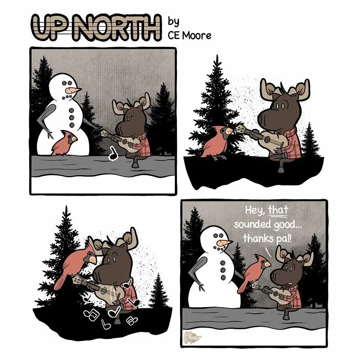 30 Clean And Clever Comics By Bruce That Capture Life In A Snowy Small Town Made By This Artist