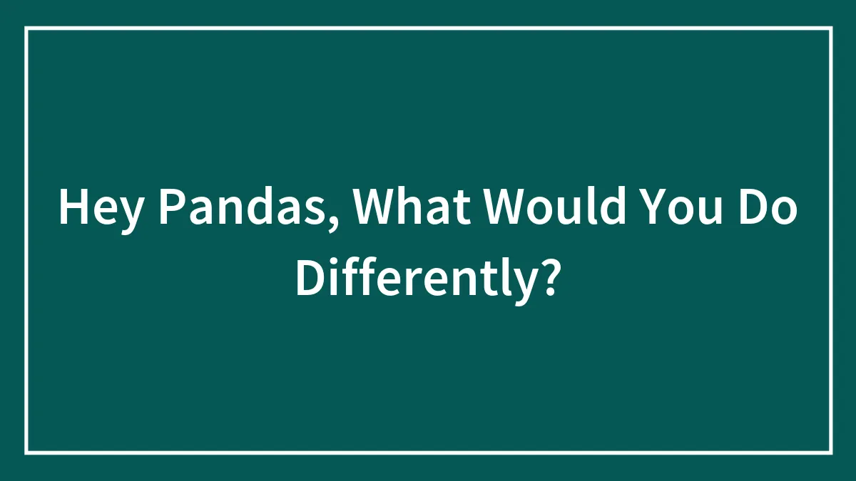 Hey Pandas, What Would You Do Differently?