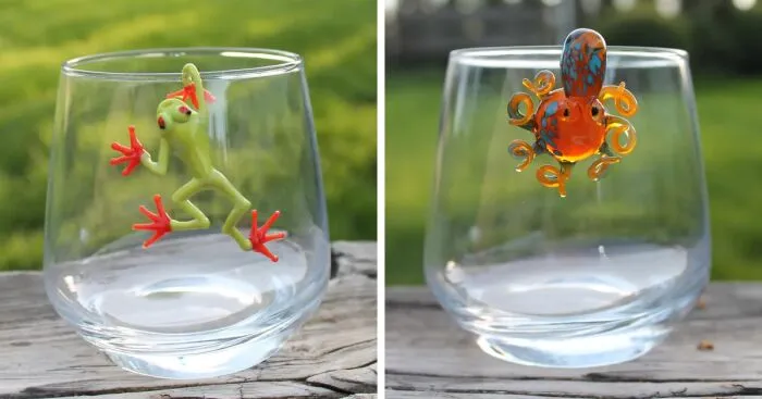 I Made Glass Frog And Octopus Figurines That Hang On Glass