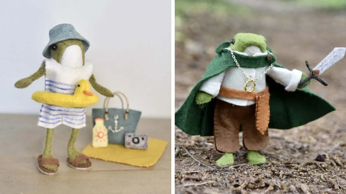 My Handmade Felt Frog Doll And His Extensive Wardrobe Of Wholesome Outfits (37 Pics)