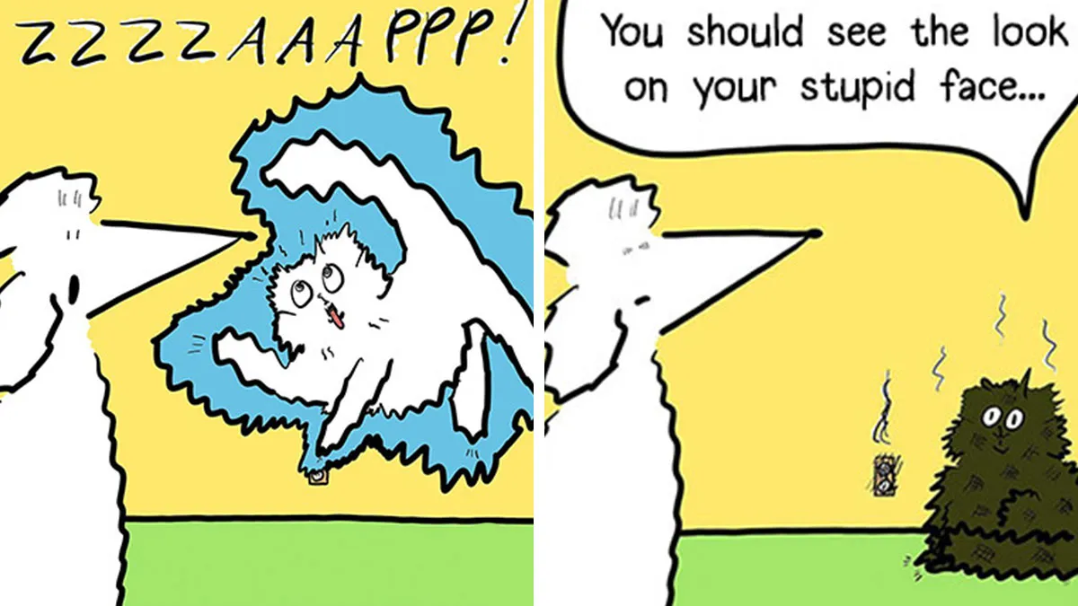 “Gracks And Gribs”: 36 Quirky Comics By This Artist That Show Private Moments Of This Cat And Dog