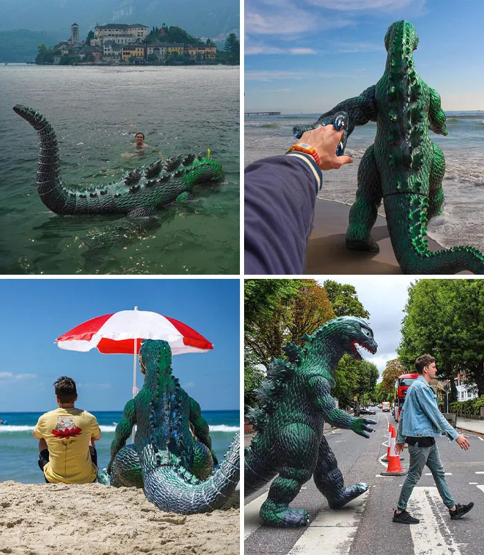 For The Past 4 Years I’ve Been Photoshopping A Plastic Godzilla Into My Travel Photos