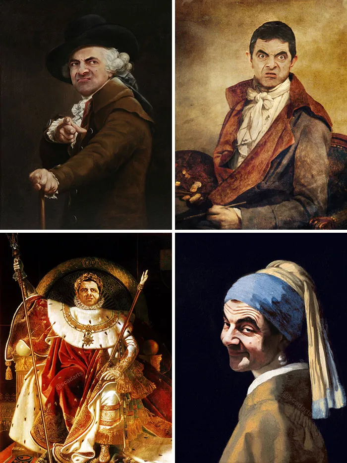 I Like To Photoshop Old Paintings. Here’s My Mr. Bean Ones