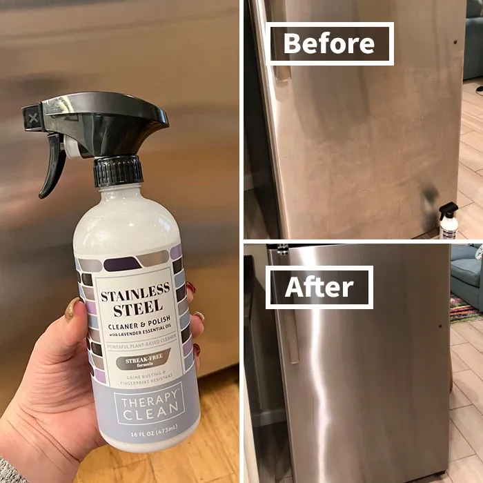 Your Appliances Are About To Look Less Like A Crime Scene Of Fingerprints And Smudges And More Like They Belong In A Showroom, Thanks To This <a Style="Display:inline;" Href="Https://Www.amazon.com/Therapy-Stainless-Steel-Cleaner-Kit/Dp/B01jzx6k1u?ie=utf8&th=1&linkcode=ll1&tag=bpkiwi-20&linkid=d243776972ad4de2dde016c6c7df59bb&language=en_us&ref_=as_li_ss_tl" Target="_blank"><span Style="Font: Inherit; Color: #d74b1f;"> Stainless Steel Cleaner And Polish </Span>