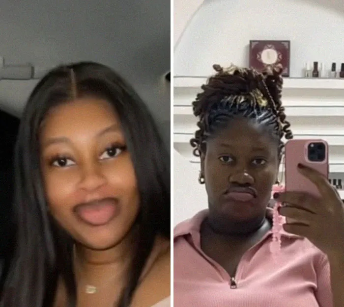 Two moms share before and after birth selfies showing changes, illustrating the impact of giving birth and losing their spark.
