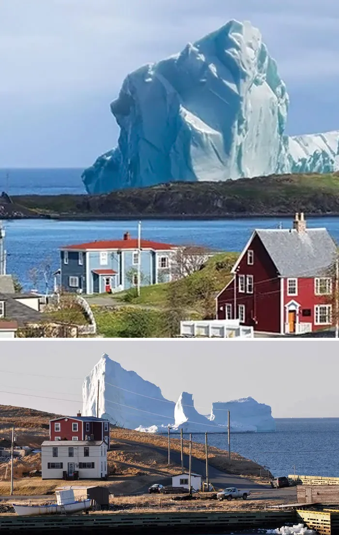 150ft Icebergs Drifting Past Towns In "Iceberg Alley", Newfoundland