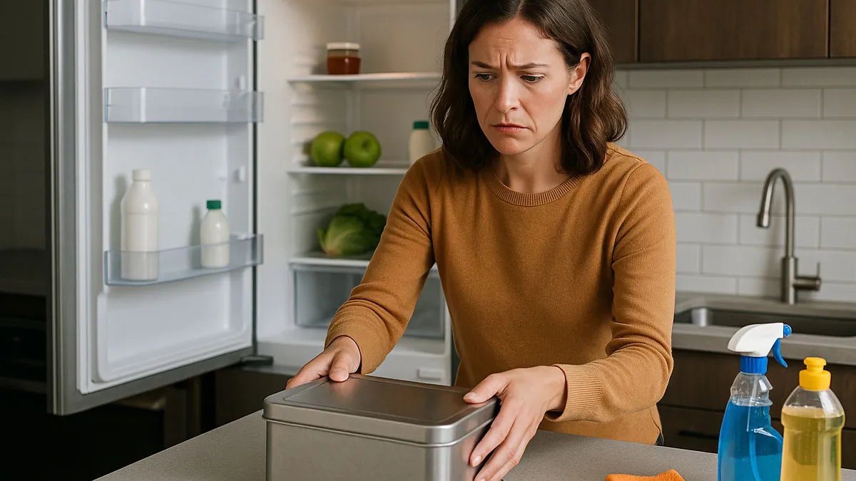Husband Warns Wife Never To Open Metal Box, Flips Out When She Puts It On Counter To Clean Fridge
