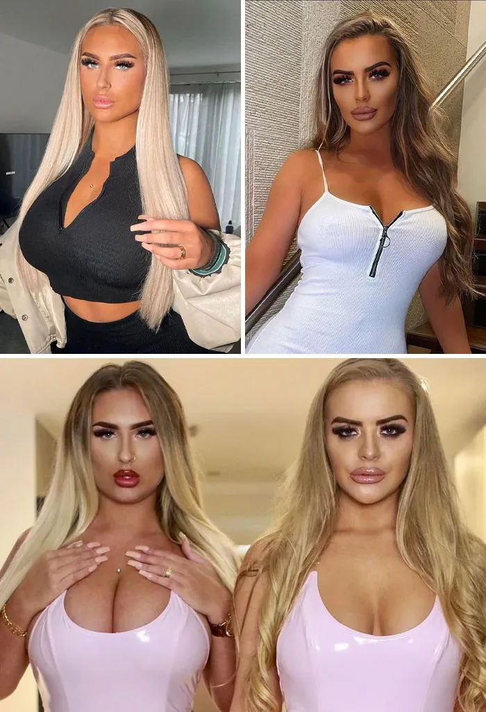 Mujeres posando con maquillaje y ropa ajustada en comparación de Instagram versus realidad mostrando la verdad tras las fotos.