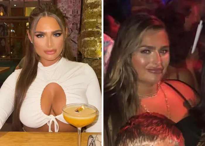 Mujer mostrando contraste entre Instagram y realidad en dos fotos, ilustrando la verdad tras las imágenes sociales.