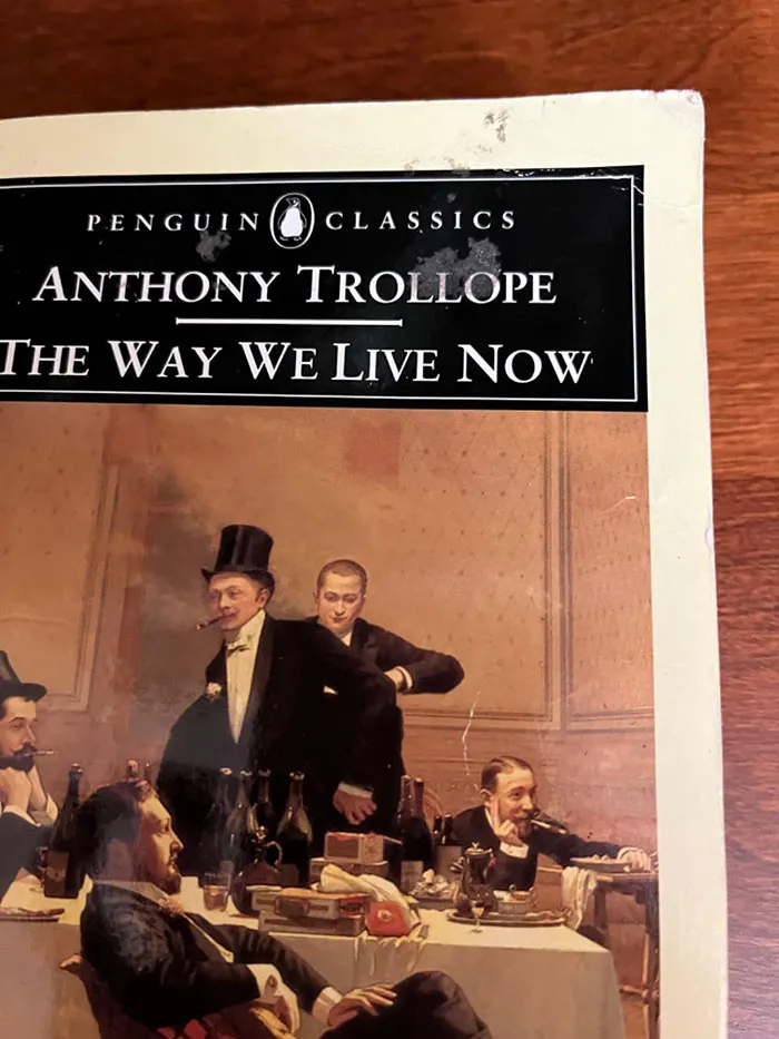 Close-up of a classic Penguin book cover, featuring Anthony Trollope’s novel, recommended in excellent books lists.