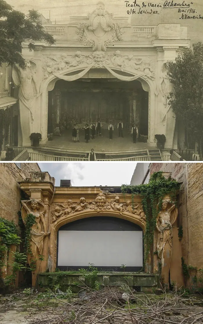 Teatro al aire libre, Bucarest, Rumanía. 1916 vs. 2016