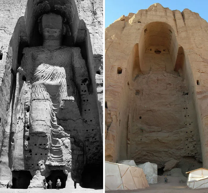 Buddahs Of Bamiyan, Afghanistan. 1963 vs. 2008