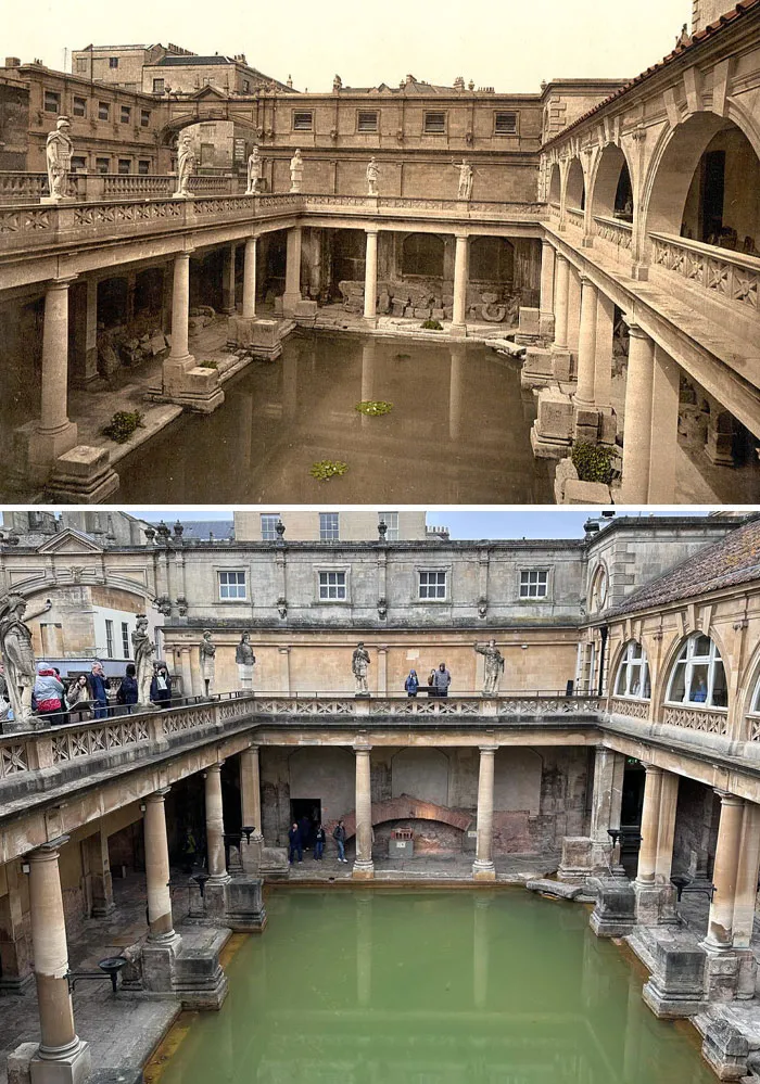 Baños y abadía romanos, Inglaterra. 1890 vs. 2024