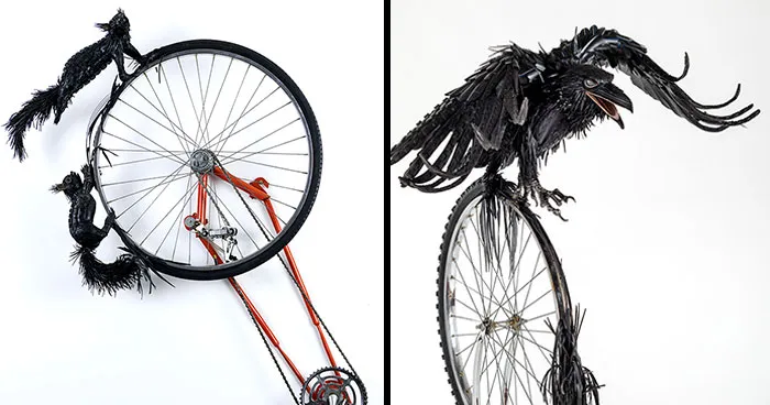 I Turn Discarded Bike Parts, Tubes, And Tires Into Sculptures