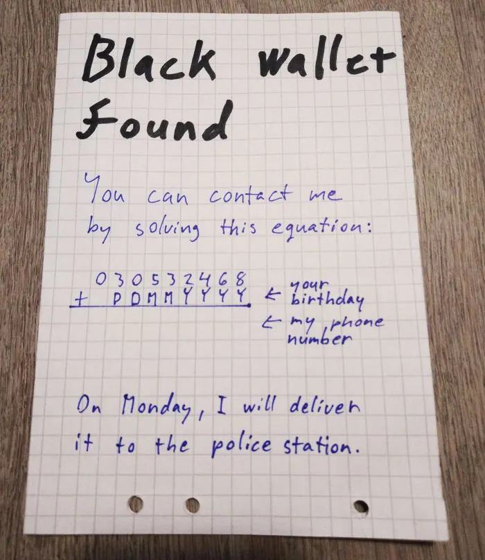 I Found A Wallet On A Saturday, I Left A Note In A Way So Only The Real Owner Could Contact Me
