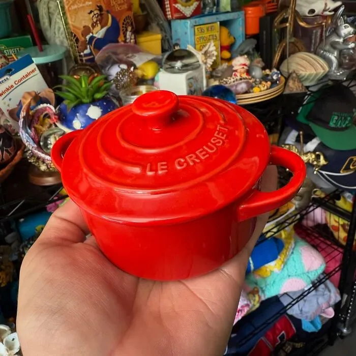 That Makes Two Mini Le Creusets This Week. Either I’ve Unlocked The Ant Chef Starter Pack Or The Thrift Gods Think I’m Hosting Dinner Parties For Chipmunks