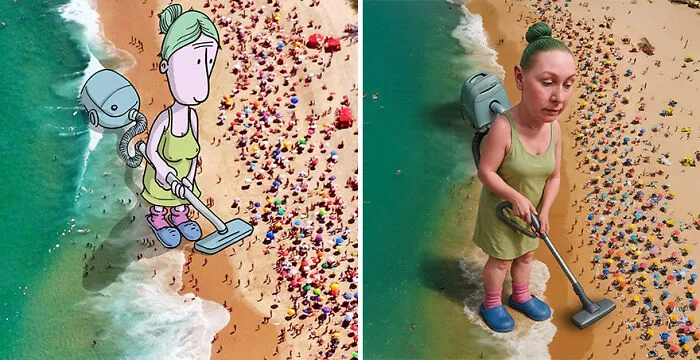 This Artist Combined AI With His Photo-Drawing Series, And The Results Are Fascinating (14 Pics)