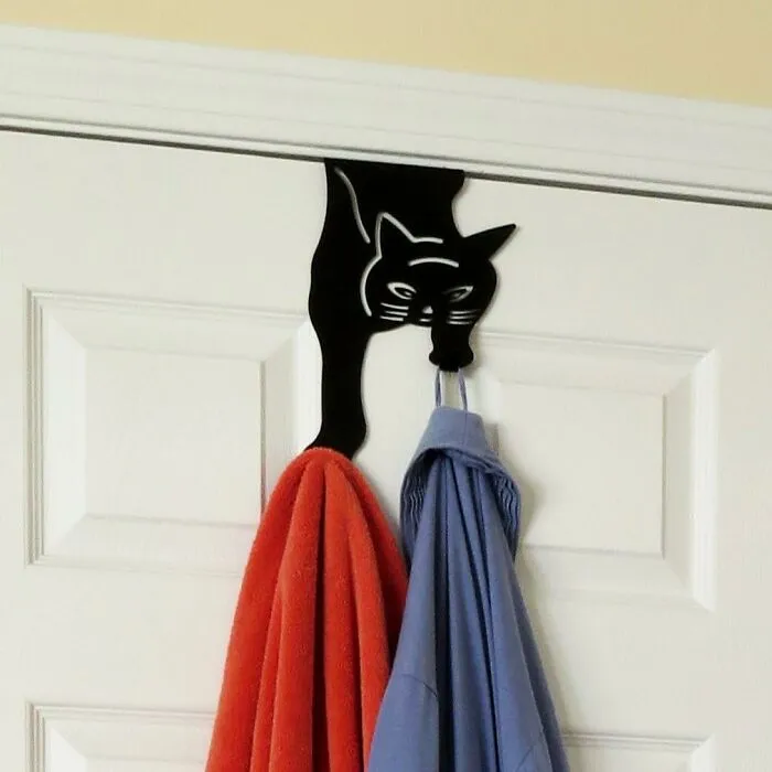 Finally, A Cat That Will Actually Hold Your Coat Instead Of Just Knocking It Off The Back Of The Chair, Thanks To These <a Style="Display:inline;" Href="Https://Www.amazon.com/Gp/Product/B01iu3mt16?th=1&linkcode=ll1&tag=bpsquid-20&linkid=a17357b10592aa9c85f0be861926b928&language=en_us&ref_=as_li_ss_tl" Target="_blank">    <span Style="Font: Inherit; Color: #d74b1f;"> Kitty Door Hooks </Span>