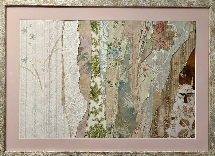 Before It Was Torn Down, My Wife Preserved A Section Of Her Late Grandmother's 100+ Year-Old House, And Framed All The Layers Of Wallpaper