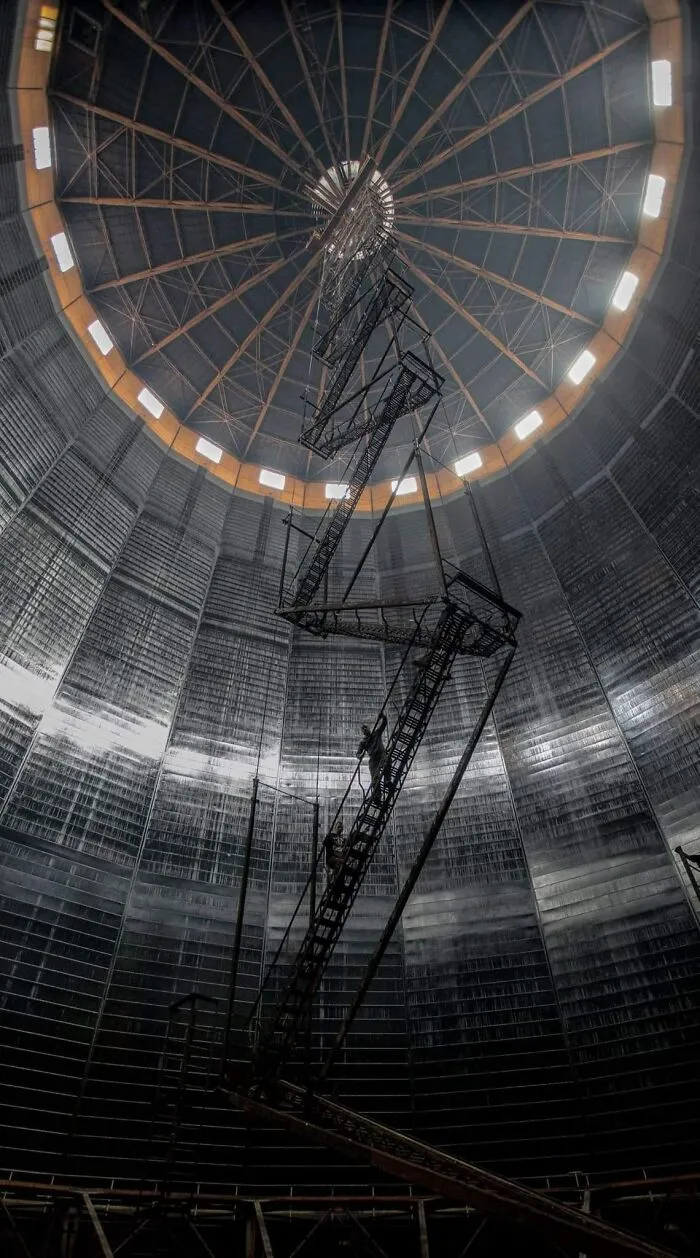 Stairs Hanging From The Ceiling Of A Gas Holder I Didnt Go All The Way Up Far Too Bouncy For My Liking LOL