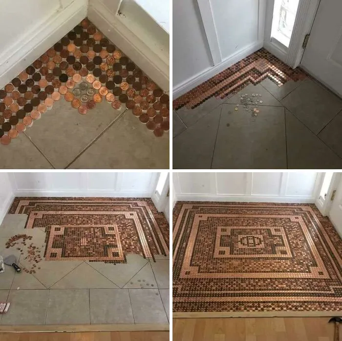 Mosaic Carpet Created By Artist Kelly Graham Using 7500 Cents
