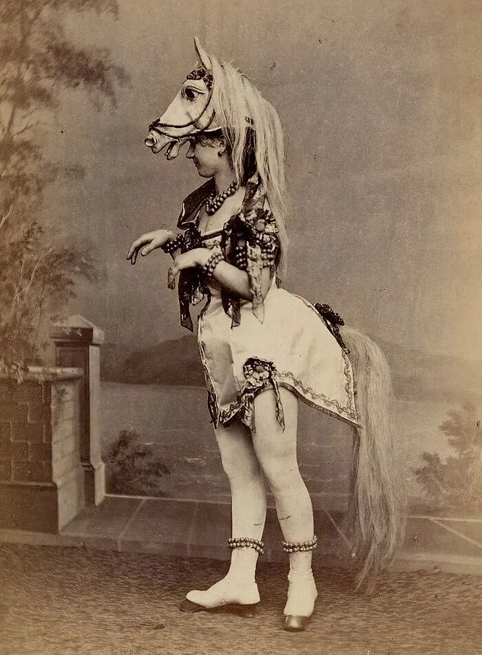 "The Devil's Auction". Female Burlesque Performer In Horse Costume