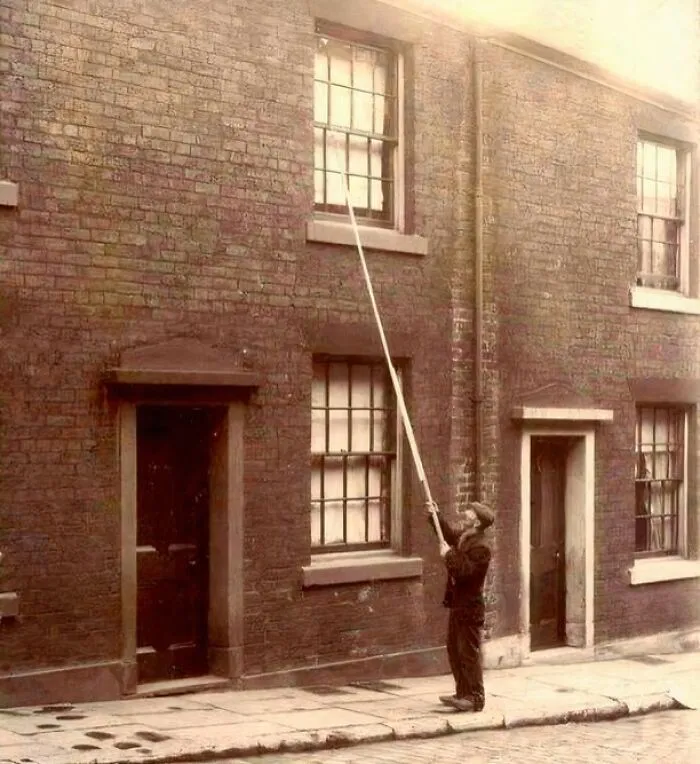 Before Alarm Clocks Were Affordable, "Knocker-UPS" Were Used To Wake People Early In The Morning. UK, Around 1900