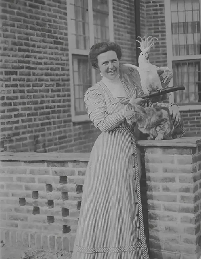 A Victorian Woman And Her Pets