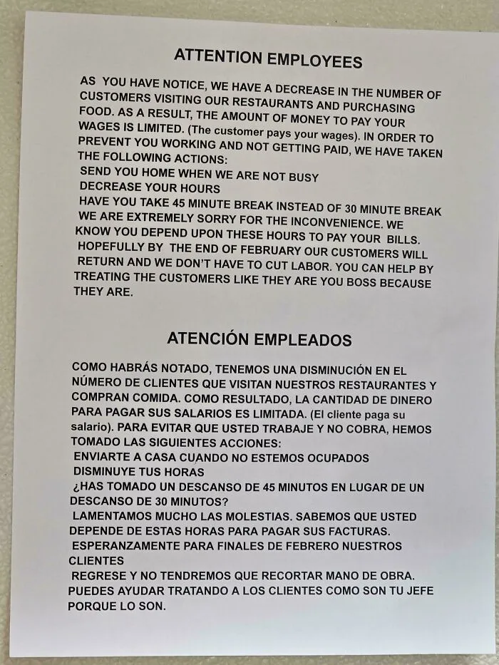 Un McDonald's en el que trabajé publicó esto sin previo aviso